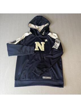 Navy Football Hoodie Sweatshirt‎ Blue White Colosseum Youth Large OHT USA